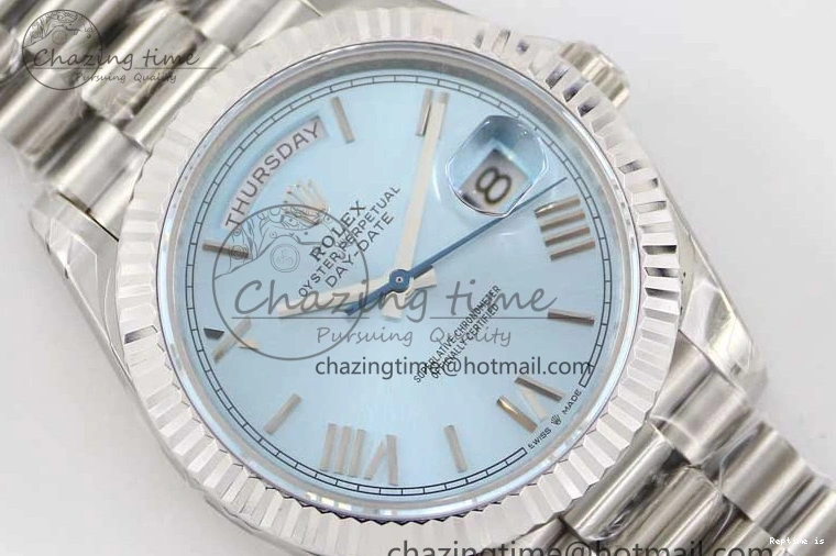 1230 Soft Day Date 40mm SS 904L Steel TWF 1:1 Best Edition Ice Blue Roman Dial on SS Bracelet A 2359